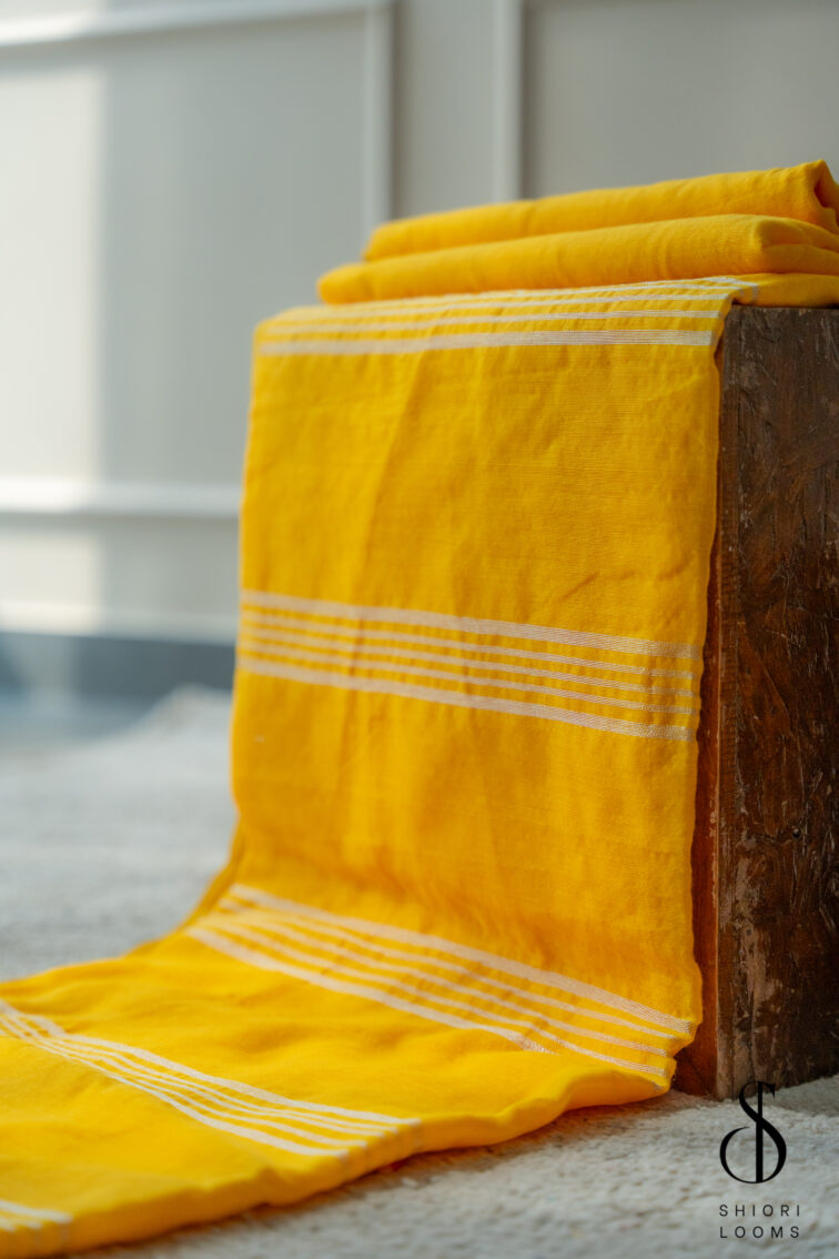 Handwoven Yellow Cotton Silk Saree