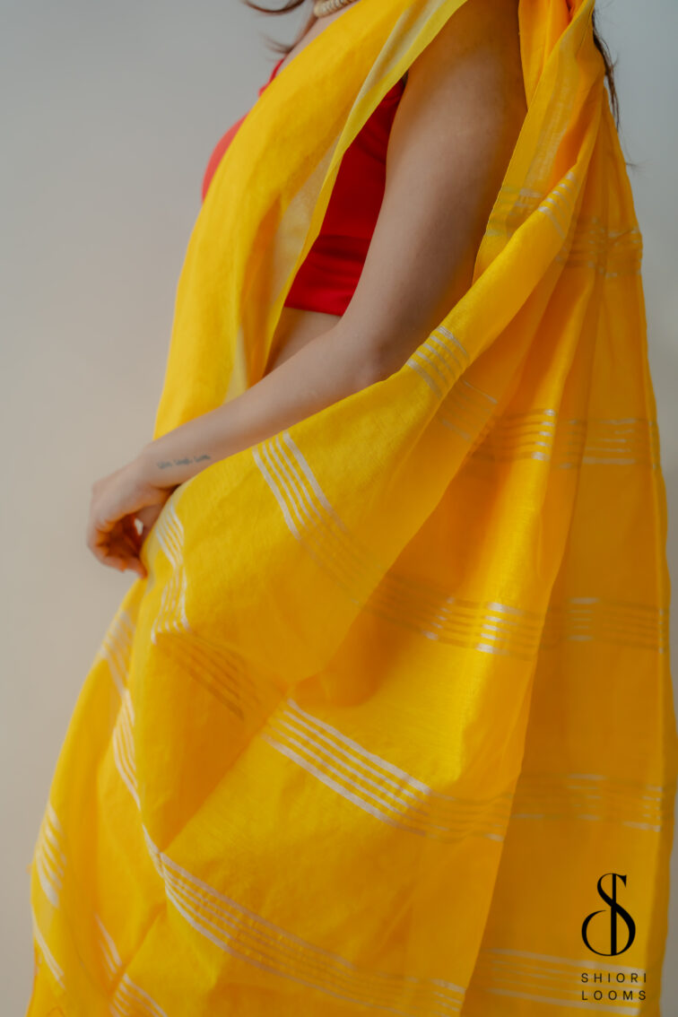 Handwoven Yellow Cotton Silk Saree