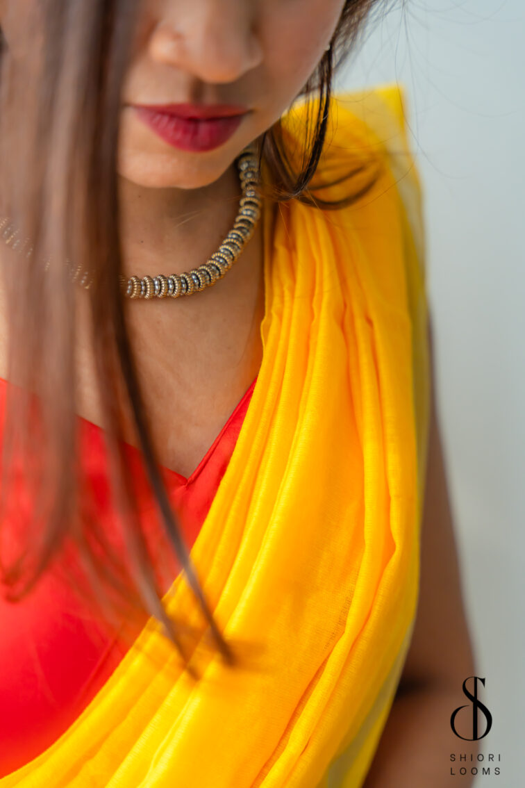 Handwoven Yellow Cotton Silk Saree