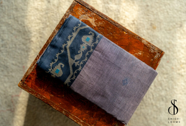 Handwoven Pure Mercerized Cotton Saree Light Purple