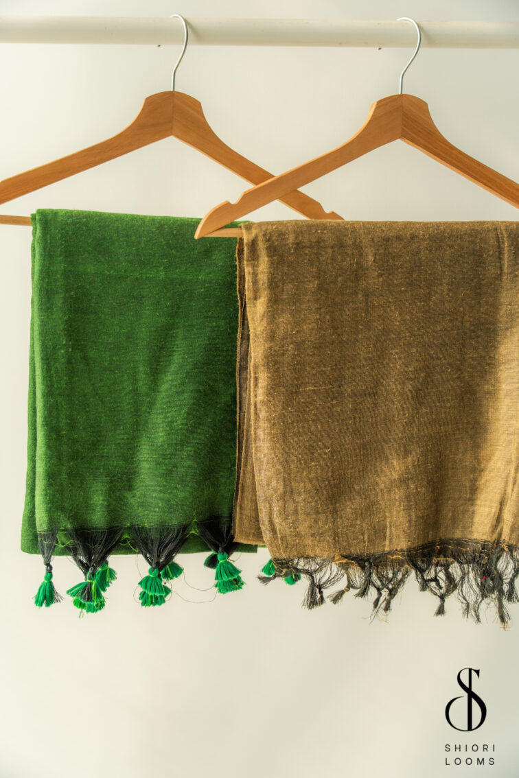 Handwoven Solid Green Cotton Saree