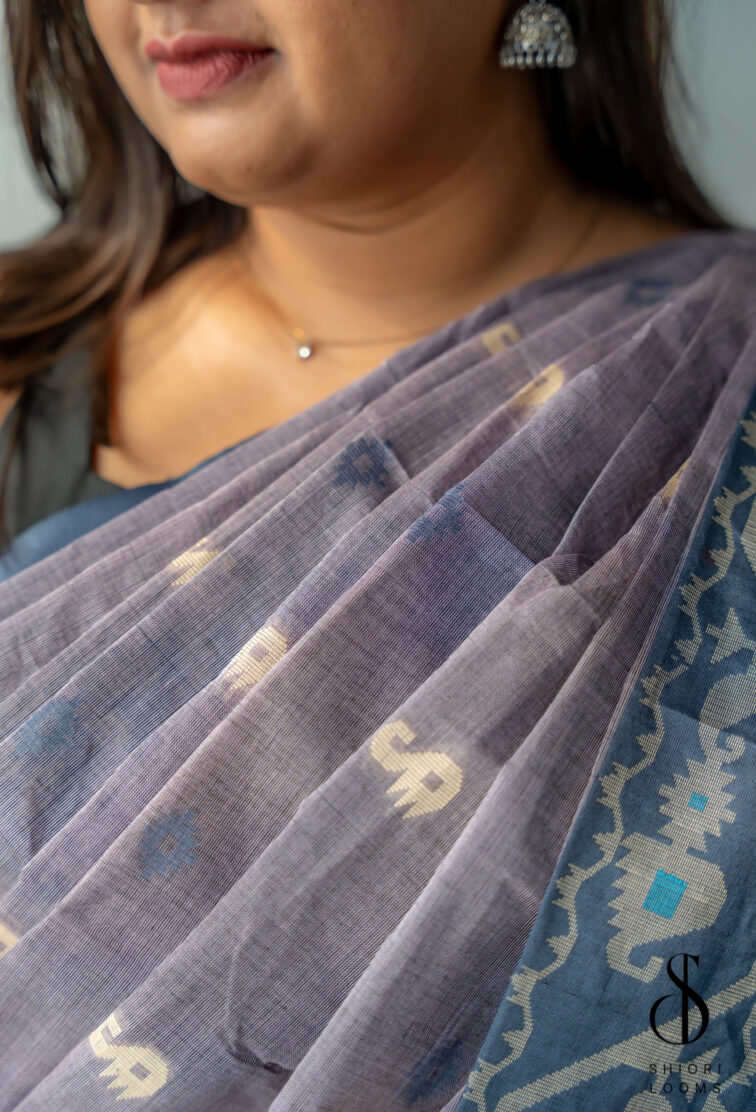 Handwoven Pure Mercerized Cotton Saree Light Purple