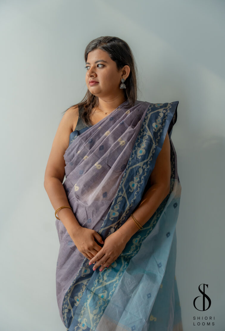 Handwoven Pure Mercerized Cotton Saree Light Purple