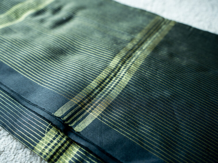 Handwoven Black cotton saree with Zari stripes