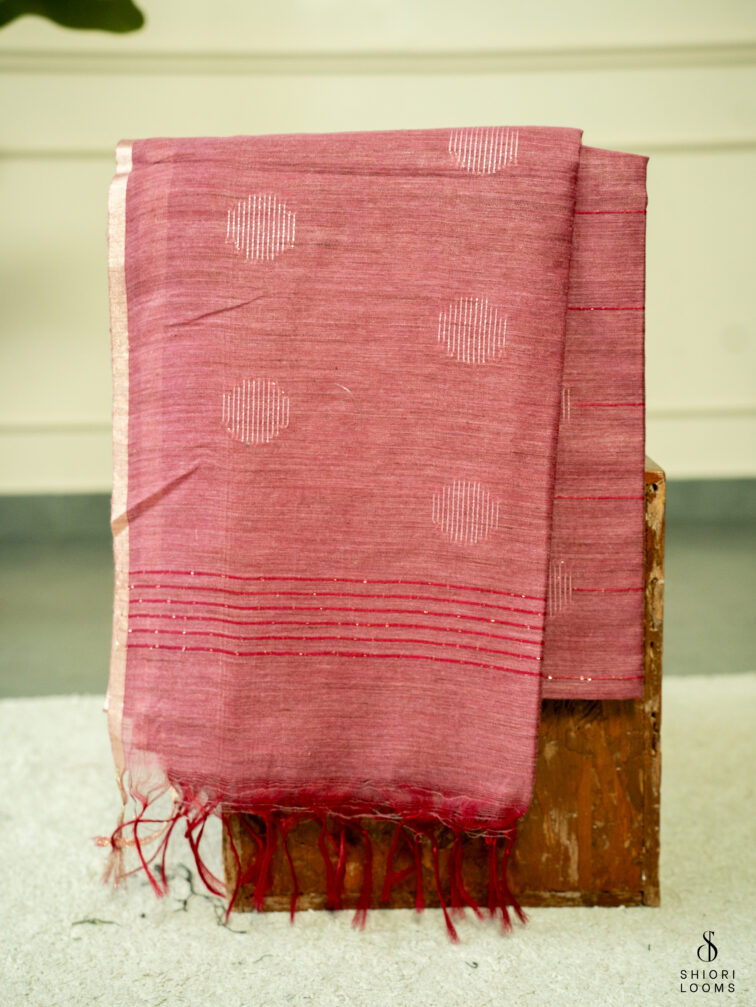 Handwoven Matka Silk Saree in Mauve Pink