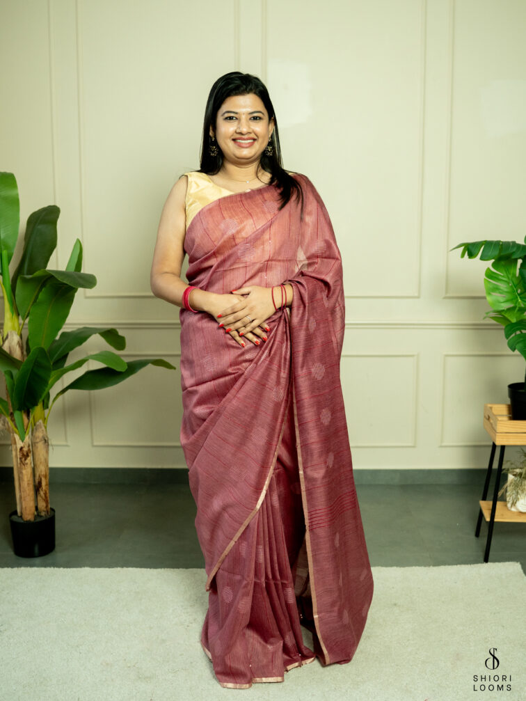 Handwoven Matka Silk Saree in Mauve Pink