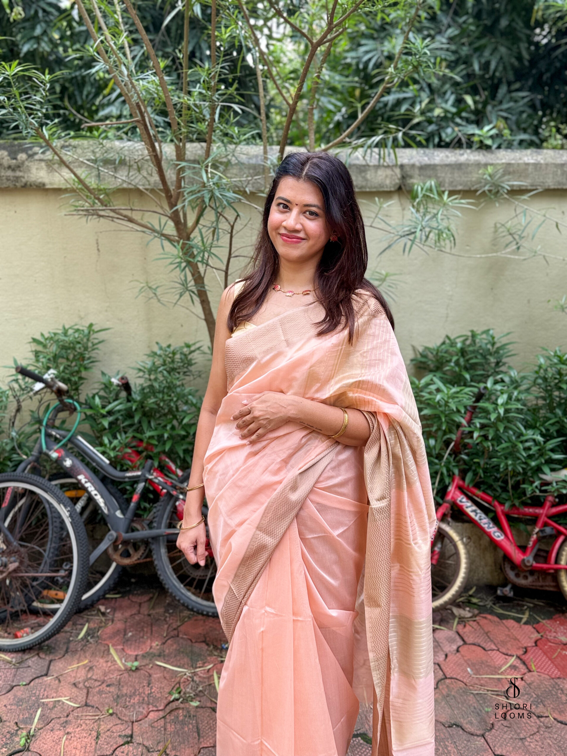 Handwoven Silk Cotton Maheshwari Saree in Pink